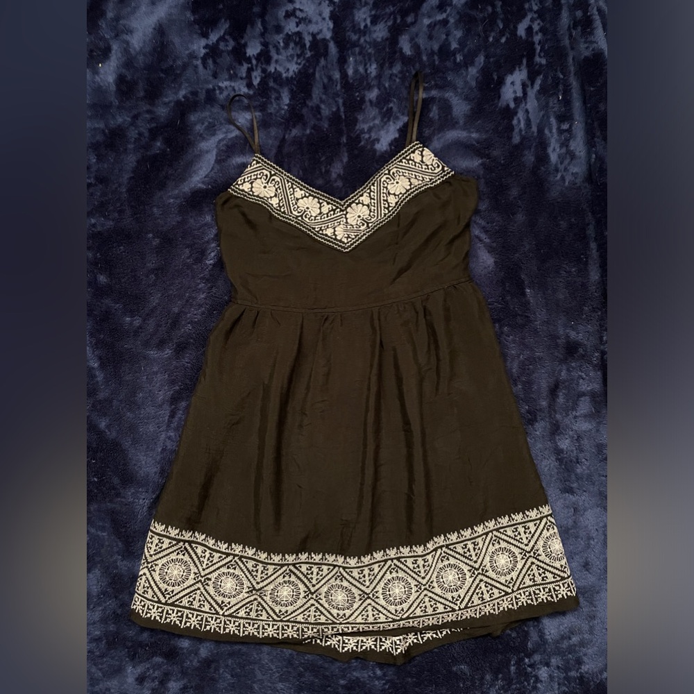 M Three Pink Hearts by Trixxi black and white embroidered mini dress